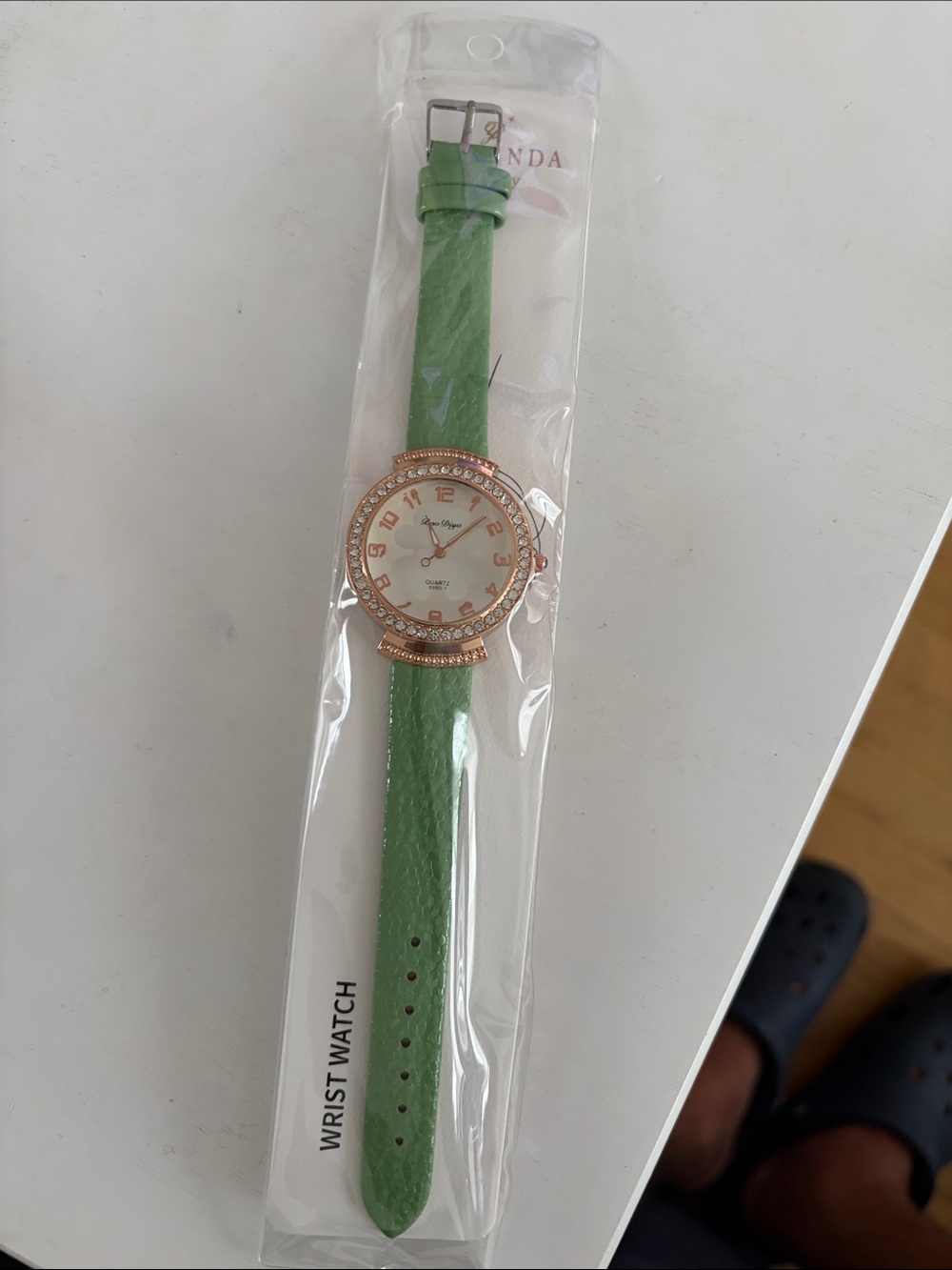 Green Ladies Wrist Watch with Crystal Bezel